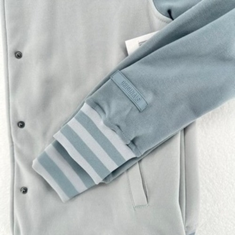 Originals Brooklyn Cloth Varsity Jacket Gray Blue Snap Front Small NWT - Picture 13 of 13